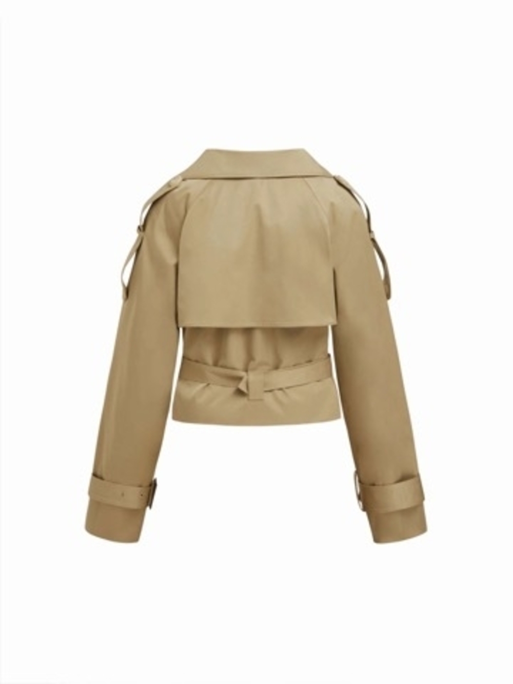 Cider Cropped Khaki Trench Coat with Belt XS - Picture 4 of 11